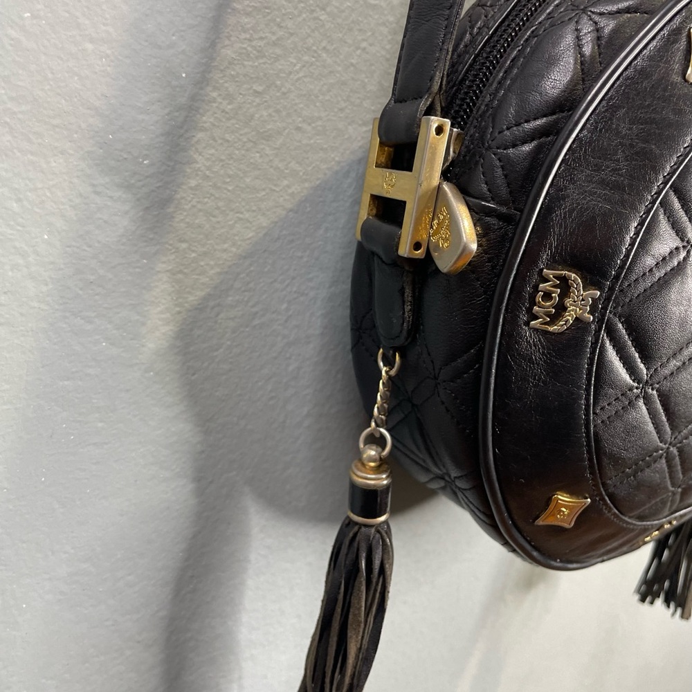 MCM Black Quilted Leather Round Crossbody - Picture 8 of 11